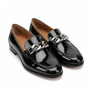 Magnanni Black Patent Leather Chain Loafers Size EU 35 US 5 Spain